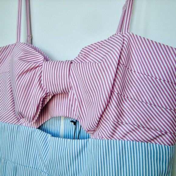 Romeo & Juliet Couture NWT Pinstripe Jumpsuit (LARGE) Wide Leg Retro Inspired - Picture 8 of 8